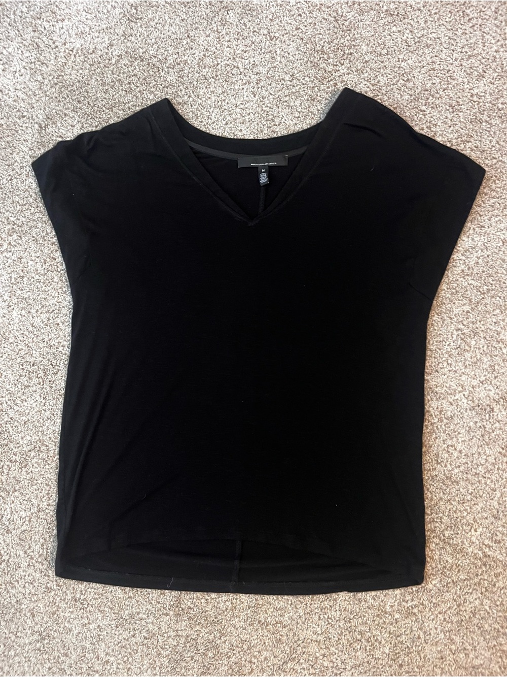 White House Black Market Black V-Neck Cap Sleeve Tee